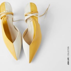 COPY - Zara Leather Heeled Mules with Ties